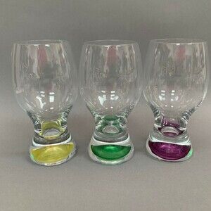 Clear Glass Ice Tea Tumblers Green Yellow Purple Lot of 3